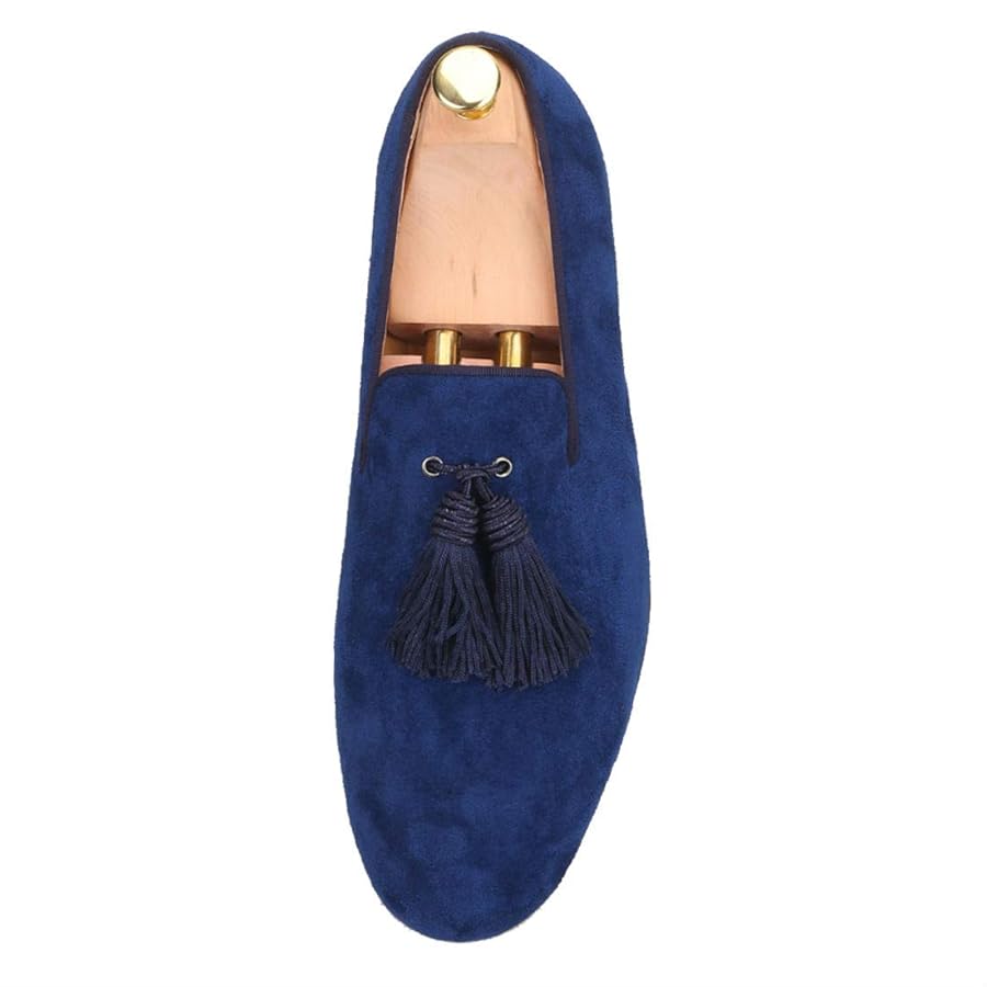 Amazon.com | FERUCCI Men Navy Suede Slippers Loafers Flat